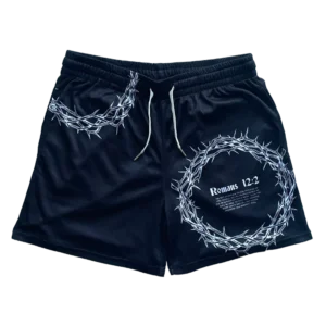 Saint Kaizen Crown of Thorns Mesh Shorts Black